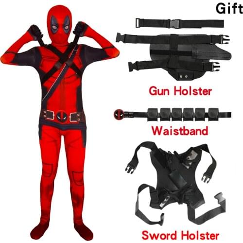 Halloween Adult Kids Boys Cosplay Superhero Deadpool Mask Costumes Kids Suit Jumpsuit Bodysuit Birthday Party Boy Girls Dress