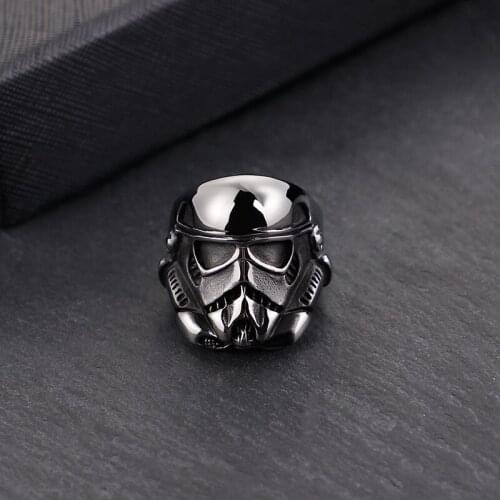 European and American mens titanium steel skull ring stainless steel ghost head punk retro ring accessories