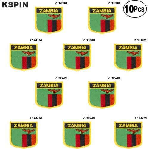 Zambia Flag Embroidery Patches Iron on Saw on Transfer patches Sewing Applications for Clothes in Home&Garden