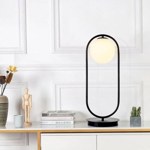 Nordic Minimalist Milk White Glass Ball Table Lamp Simple Modern Fashion Living Room Study Bedroom Bed Light Luxury LED Lightin