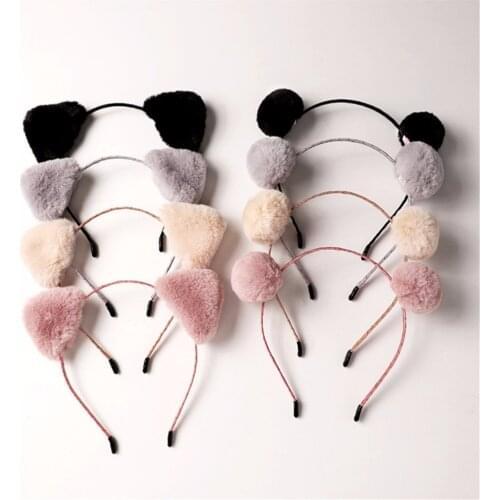 1pc Sweet Cat Ears Balls Plush Headband Women Girls Lovely Hairband Hair Hoop Birthday Party Use Hair Accessories Women Girls