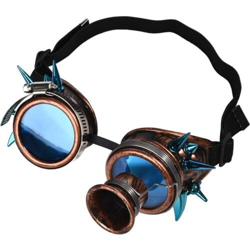 Punk Gothic Goggles Glasses Unisex Blue Rivets Steampunk Goggles Cosplay Vintage Spikes Eyewear