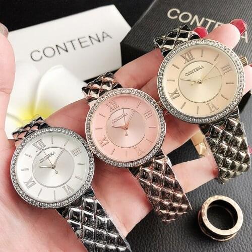 Luxury Women Watch Rose Gold Diamond Roman Index Stainless Steel Strap Folding Safety Clasp Ladies Quartz Watch Relogio Feminino