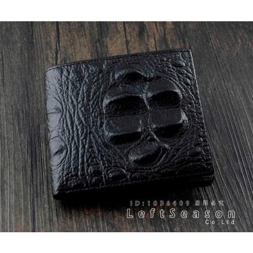 Luxury Crocodile Texture Geunine Leather Mens Billfold Short Wallet