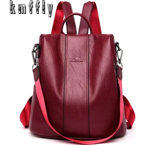 Women PU Leather Backpacks Bags For Girls Waterproof Anti-Theft Female Shoulder Bag Multifunction Traveling Backpack Mochilas