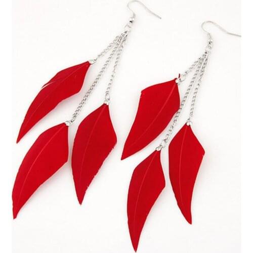 YADA Bohemian Feather Drop Earrings Crystal Statement Leaf Feather Earring For Women Jewelry Long Dangle Alloy Earrings ER210001