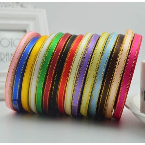Silk Satin Gold Ribbon 6mm 25Yards 22 Meters DIY Handmade Craft Wedding Party Decoration Gift Wrapping Scrapbooking Supplies