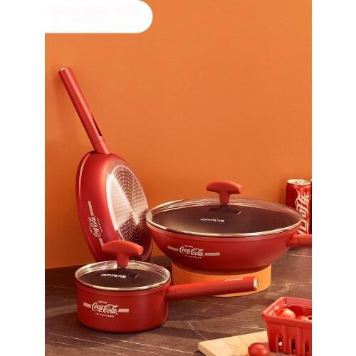 Pan with a suit Full set of Household induction cooker pan frying pan titanium A three-piece kitchen utensils and appliances