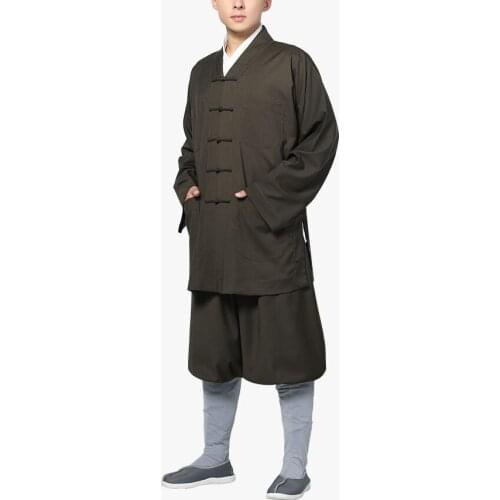 Unisex Spring&Autumn high quality serge shaolin monk kung fu suits buddha uniforms zen lay clothing red/blue