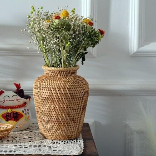 Rattan Woven Vase Art Vase Fashion Tabletop Decoration Plants Flower Pot Faddish Home Gardening Supplies Flower