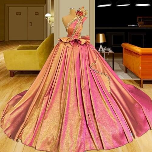 High Quality Ball Gown Woman Jewel Evening Dresses Ruched Party Dress robes de soirée femme chic
