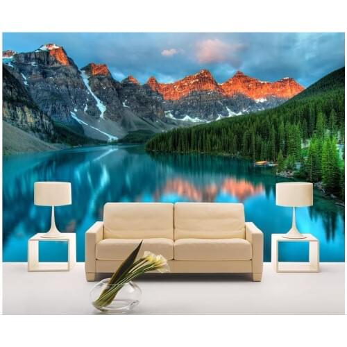 WDBH Custom photo 3d wallpaper Lake light mountain scenery living room home decor 3d wall murals wallpaper for walls 3 d
