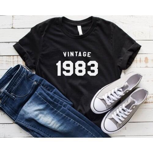 Skuggnas New Arrival vintage 1983 shirt birth year t-shirt 36th birthday shirt tshirt gift womens graphic tees drop shipping