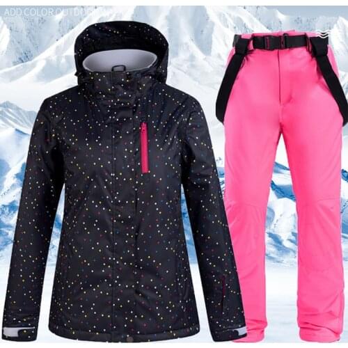 Winter Womens Ski Suit Windproof Waterproof Warm Ski Jacket and Pants Outdoor Sport Skiing Suits Snowboarding Snow Coat Female