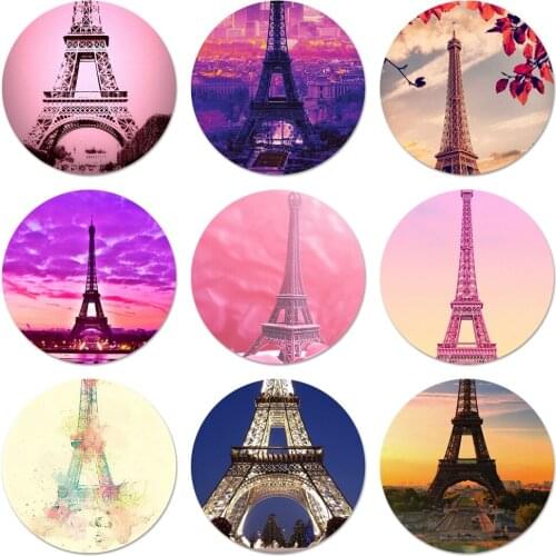 58mm Paris PINK Eiffel tower Icons Pins Badge Decoration Brooches Metal Badges For Clothes Backpack Decoration