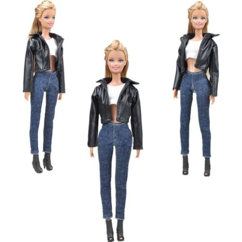 1/6 BJD Doll Clothes Fashion Leather Coat Jacket Vest Skirt Pants For Barbie Clothes Set Outfit 11.5" Dollhouse Accessories Toys