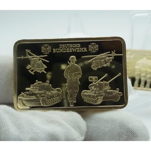 1pcs WWII Soldier Gold Plated Bullion Bar 999. gold Souvenir Coin Challenge Coins Collected Gift