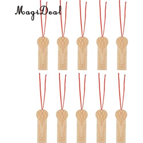 10pcs Rustic Wedding Wooden Tags Plain DIY Bookmark Embellishment Hot-air Balloon Wood Gift Labels Party Favor Tags