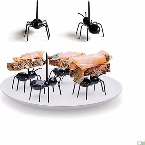 12pcs DIY Mini Cos Ant Fruit Fork Plastic Decoration Kitchen Bar Kids Dessert Forks Tableware animal food pick Ant toothpick