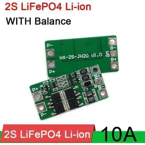 2S 10A With Balance 6.4V 7.4V LiFePO4 18650 Li-ion Battery Protection Board MOS BMS PCM