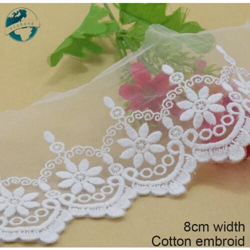 3yards 8cm Cotton embroid lace sewing ribbon guipure lace african lace fabric trim warp knitting DIY Garment Accessories#3064