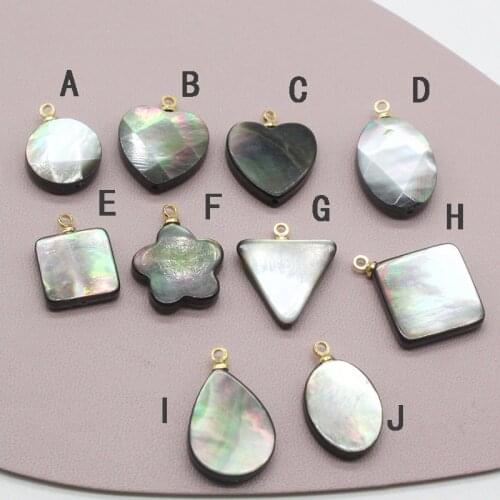 5Pcs/pack 10 types Selected Black Shell Cut Pendant Square Water Drop Peach Heart DIY Earrings Bracelet Shell Accessories Bag