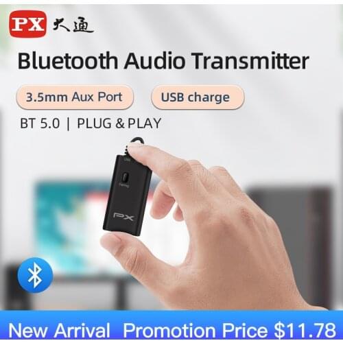 PX Bluetooth 5.0 Audio Transmitter Wireless AUX Transmitter for PS4 TV Home Stereo Desktop Car 3.5mm Audio Adapter +USB Charger