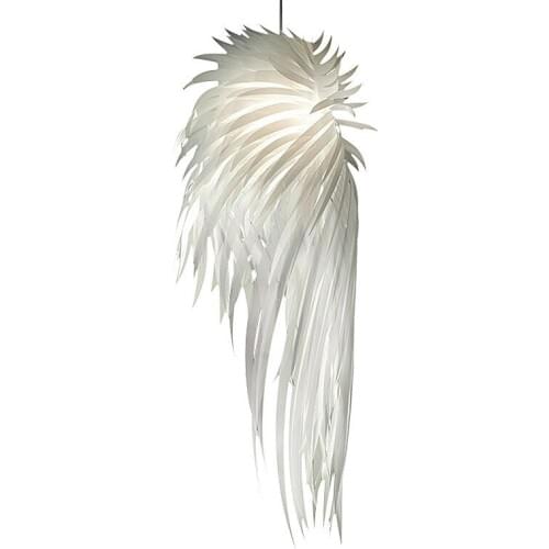 BDBQBL White PVC Feather Pendant Lights Art Deco Angel Wings Pendant Lamp Bedrooms AC 90V-240V LED Bulbs Parlor Hanging Lamp