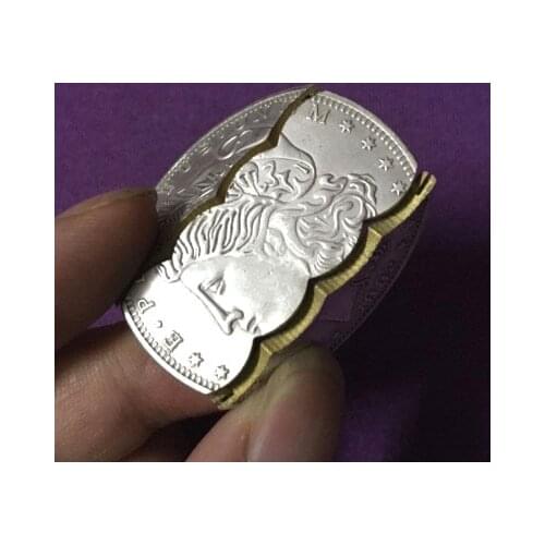 Free Shipping Copper Morgan version Magic Folding Coin Magic Tricks Close Up Magic Coin into Bottle Magician Gimmick