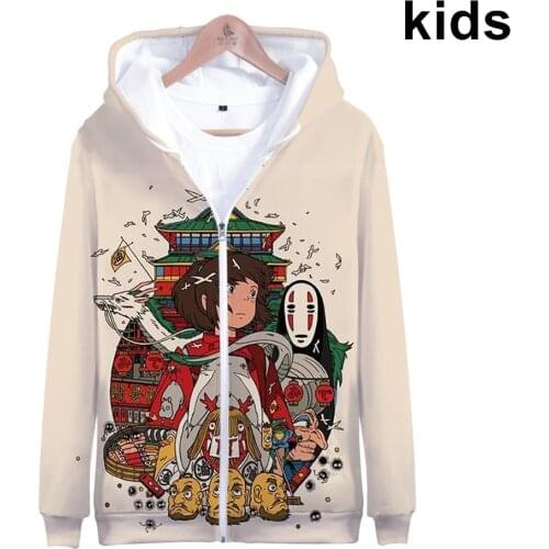 2 To 13 Years Kids Hoodies Spirited Away 3D Anime kids Hoodie Sweatshirt Boys Girls kawaii Cartoon Jacket Teen Clothes Oversized