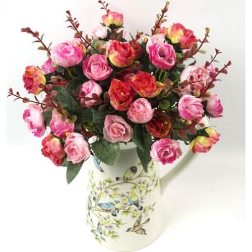 European Artificial Flowers Rose Floral Bouquet Simulation Flannel Fake Flowers Home Decor Wedding Party Decoration Best Selling