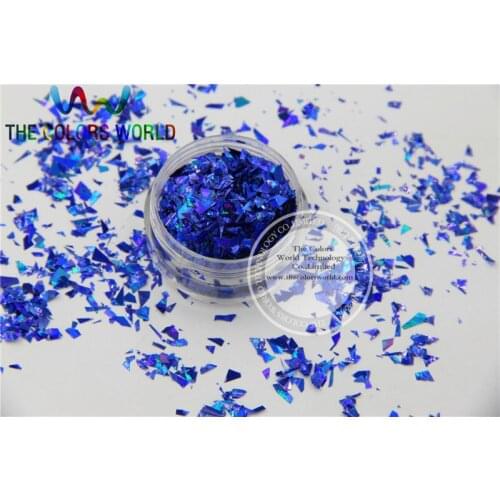 TCA705 Holographic Royal Blue Color Mylar Sheet Random Cut Size Flakes for nail decoration and other art DIY decoration
