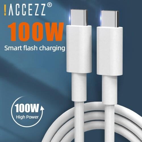 !ACCEZZ PD 100W USB C to USB Type-C Cable Fast Charge Data Sync Cord for Macbook Xiaomi Redmi Huawei Samsung Type C Charger Line