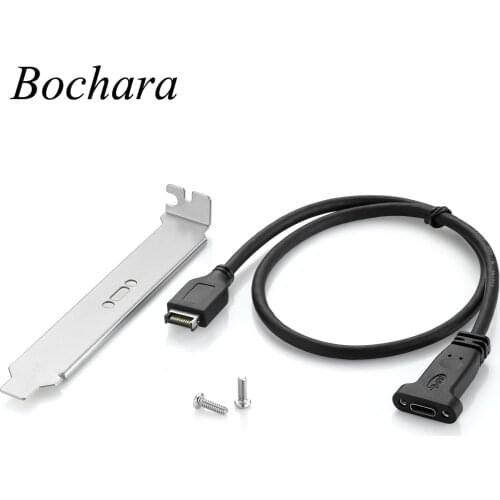 Bochara USB 3.1 Type E Male to USB 3.1 Type C Female Cable Foil+Braided Shielded with Bracket Panel