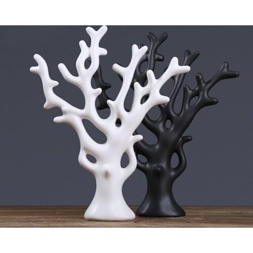 Modern Ceramic Lucky Tree Ornament Pure Color Porcelain Crafts Living Room Office Furnishings Modern Home Decoration Accessories