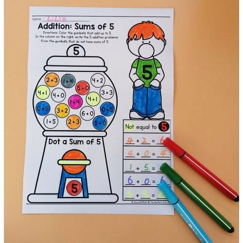 Addition and Subtraction Bubble Gum Number Arithmetic Paper Preschool Learning English Kindergarten Workbook Coloring Books