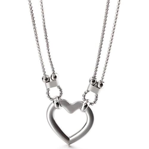 Creative new products European and American jewelry stainless steel double heart necklace lover gift