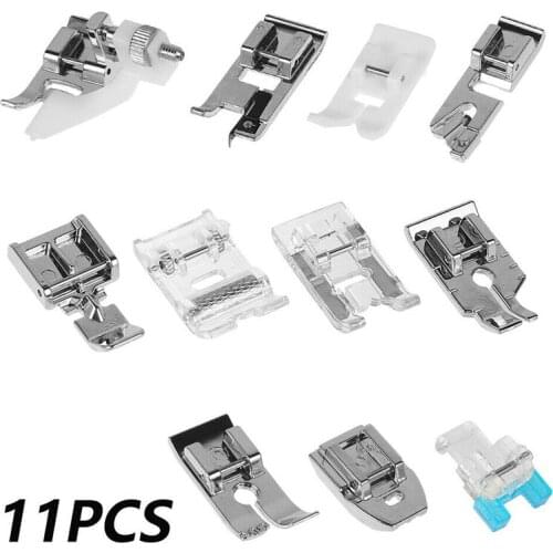 11PCS Sewing Machine Presser Feet Tool Kit Metal Sewing Machines Low Shank Snap Presser Feet For Brother Singer Janome Machine