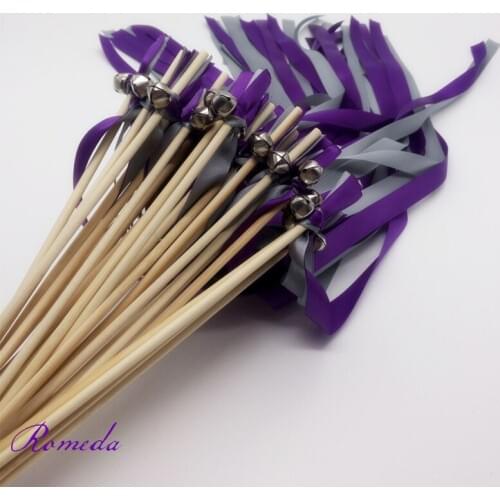 Hot seller purple and sliver Stain Ribbon Wedding Ribbon wands celebrate Wands wish wands