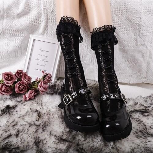 Fashion Lolita Lace Socks Women Girls Sweet Bows Knee High Socks Cute Lovely Anime Cosplay Medias Elastic Long Socks