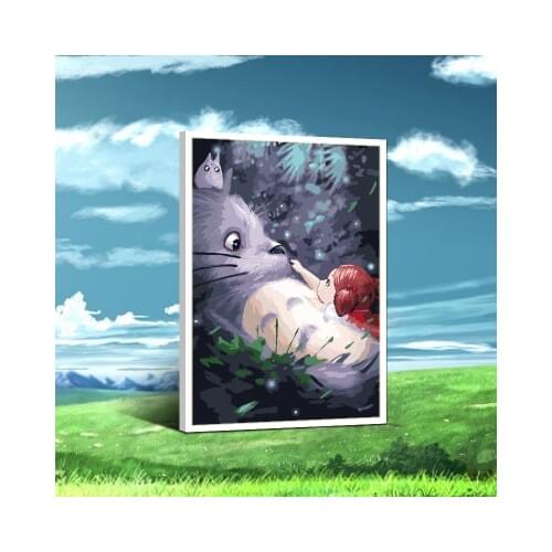Painting by numbers art paint by number Japanese cartoon Totoro Hayao Miyazaki I colored filling region diy oil manual love f