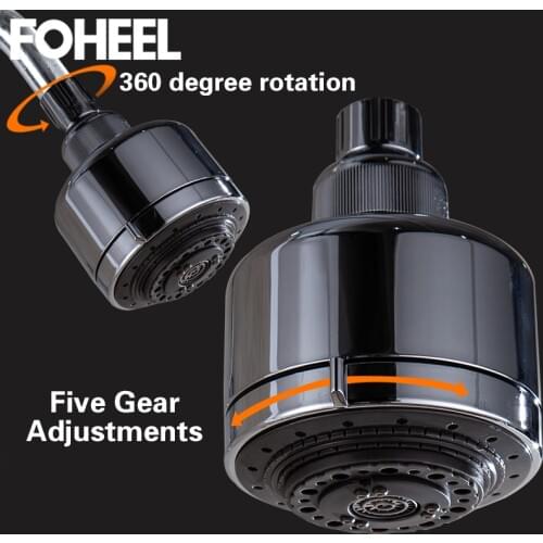 FOHEEL shower head high pressure shower head water saving showerhead ceiling mounted fixed five gear rotatable spa shower head