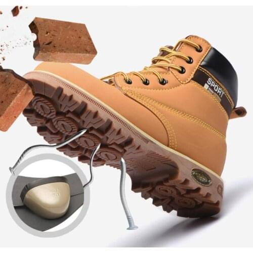 Indestructible Men Safety Boots Steel Toe Anti-Smashing Work Shoes Mens Ankle Boots Puncture Proof Anti-Slip Construction Shoes