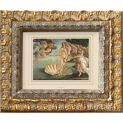 Room decor Hand-made golden embossed solid wood frame The Birth of Venus Classical Art Deco Painting
