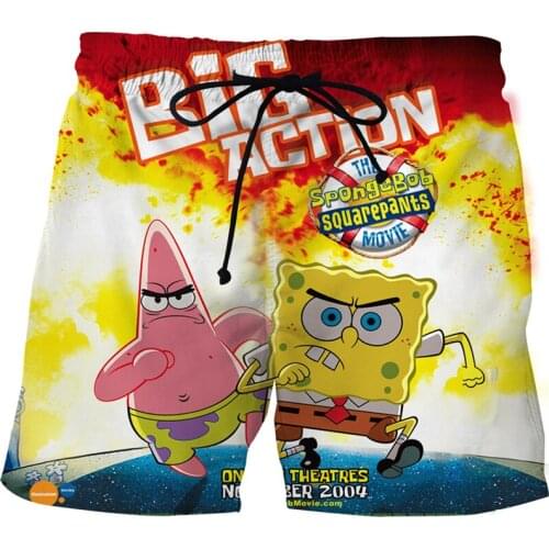 New Summer Fashion Sponge Family Mens Beach Pants 3D-Printed Sports Swimming Board Shorts Fun And Cute Mens Shorts