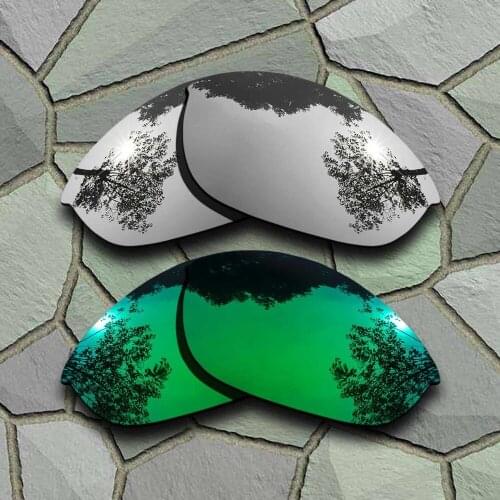 Chrome&Jade Green Sunglasses Polarized Replacement Lenses for Oakley Half Jacket