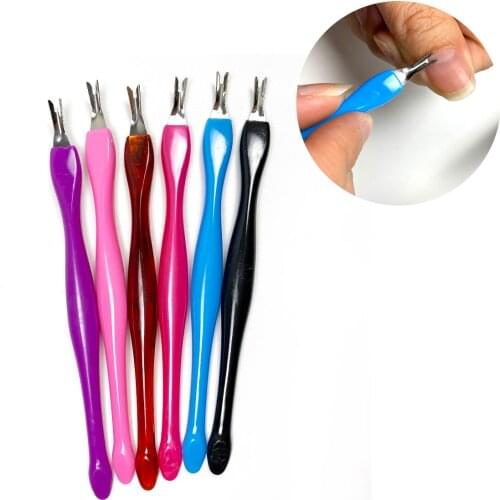 10pcs plastic+stainless steel cuticle pusher and remover Dead Skin Removal Fork Pedicure Manicure Nail Art Accessory Tool 2020