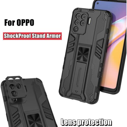 KickStand Armor Case For OPPO A93 A55 94 Reno 5 4 Lite 5F ShockProof Manget Shell Case Cover For OPPO Realme 8 C20 Find X3 Pro