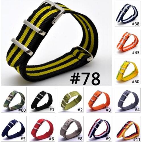 10Pcs Nato Nylon Watchband 16/ 18/ 20/ 22/ 24mm Colorful Woven Fabric Strap Substitute DW Watch Strap Band Silver Buckle Belt