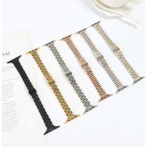 Strap Compatible with Apple watch 6 5 4 SE 44mm 40mm Slimming stainless steel bracelet band for iwatch 3 2 42mm 38mm metal strap